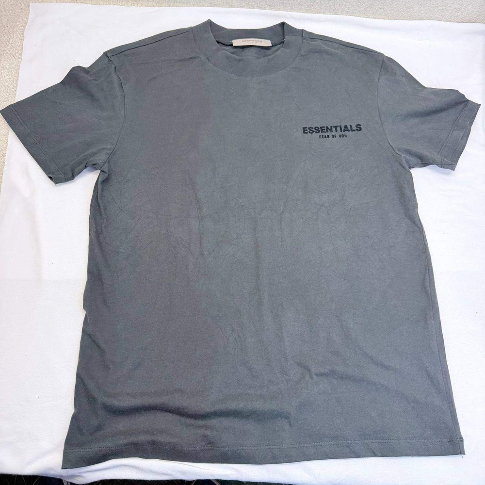 Fear of God Essentials T-Shirt XS Charcoal Grey Back Logo Streetwear FOG Tee